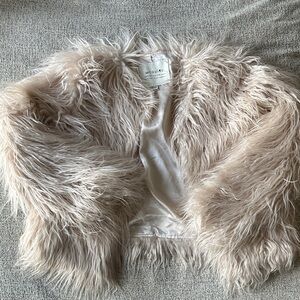 McGuire Denim Cream Faux Fur Jacket